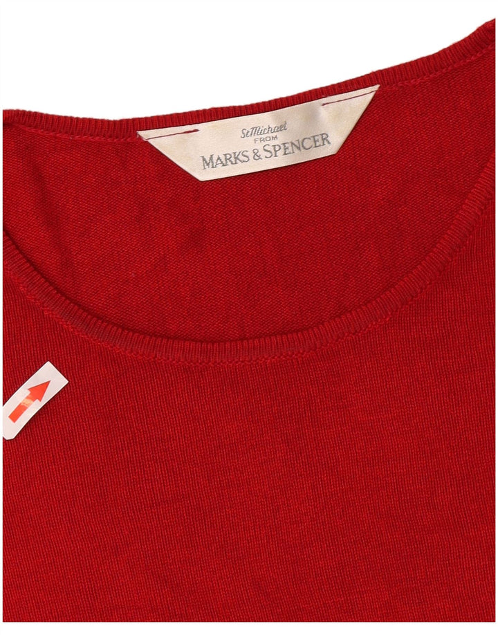 Camiseta feminina Marks & Spencer UK 14 grande viscose vermelha