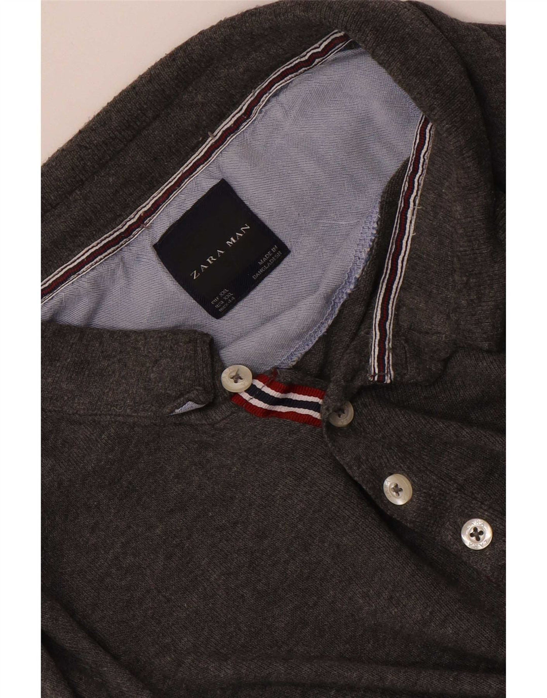 Camisa polo masculina de manga comprida Zara 2XL cinza