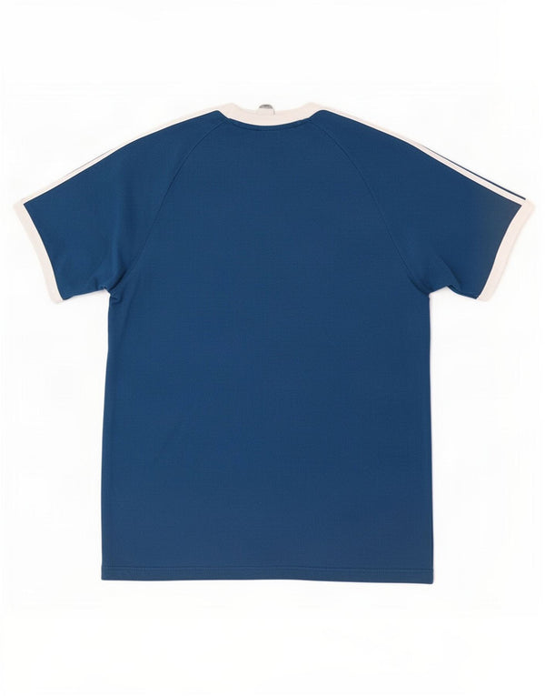 Adidas Mens Camiseta Top Grande Algodão Azul