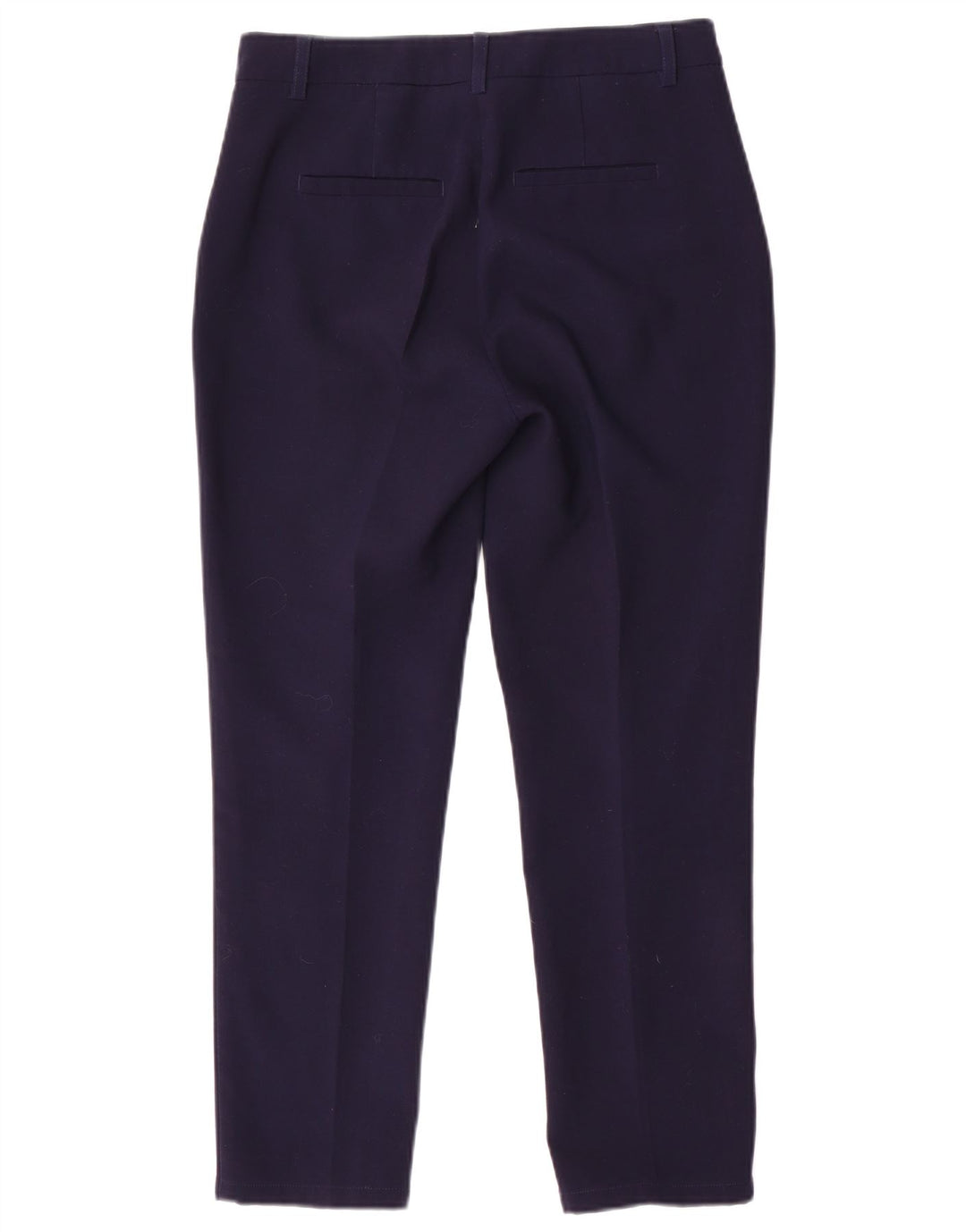 Calça feminina BENETTON Slim Suit UK 10 pequena W30 L26 azul marinho poliéster