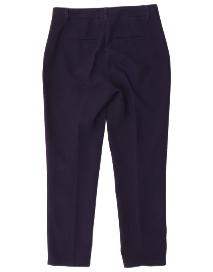 Calça feminina BENETTON Slim Suit UK 10 pequena W30 L26 azul marinho poliéster