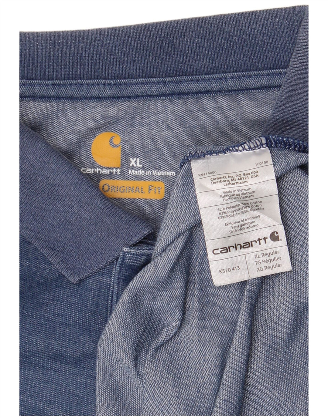 Camisa polo Carhartt masculina Original Fit XL poliéster manchado azul