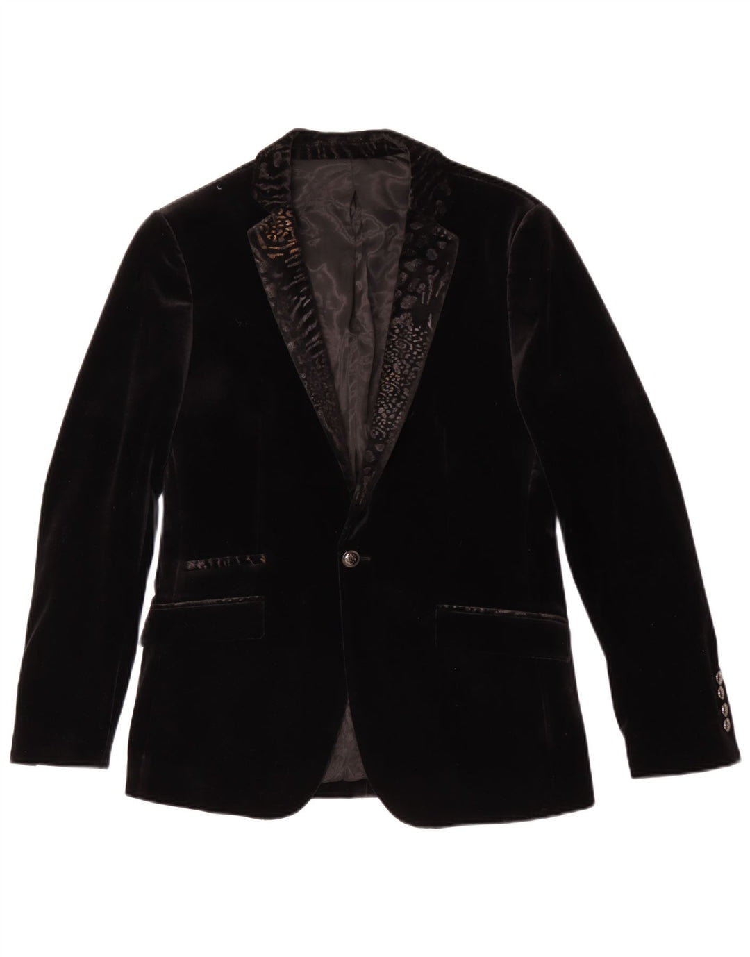 Jaqueta blazer masculina vintage de veludo com 1 botão tamanho 48 preto médio