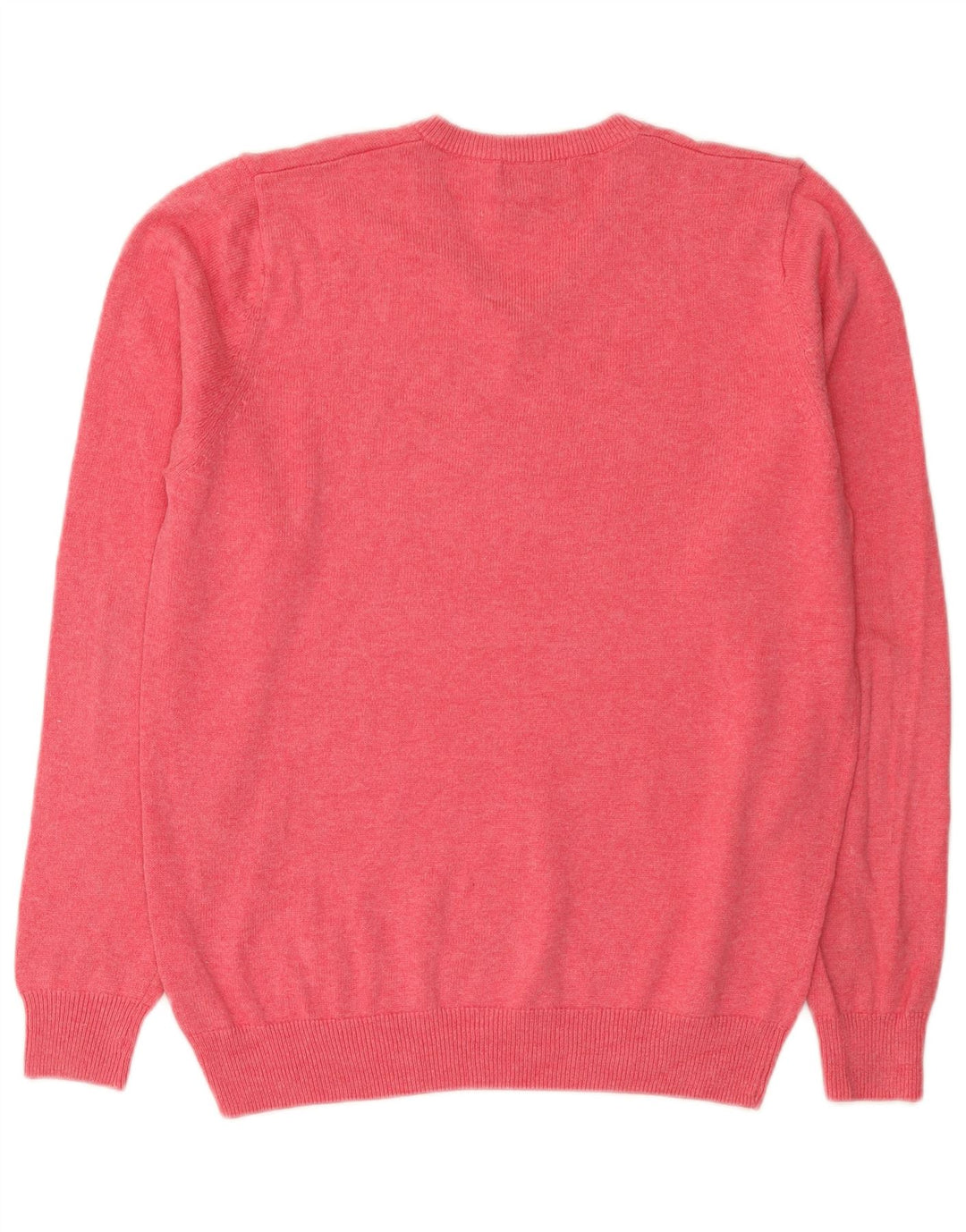 Suéter masculino Marks & Spencer com decote em V de algodão rosa médio