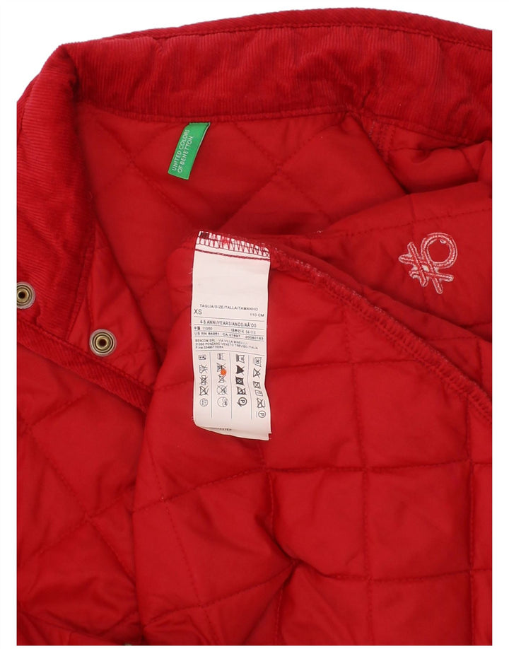 Casaco acolchoado Benetton para meninas 4-5 anos XS vermelho poliamida