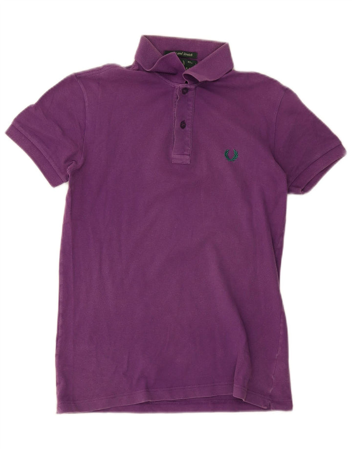 Camisa polo masculina Fred Perry pequena de algodão roxo