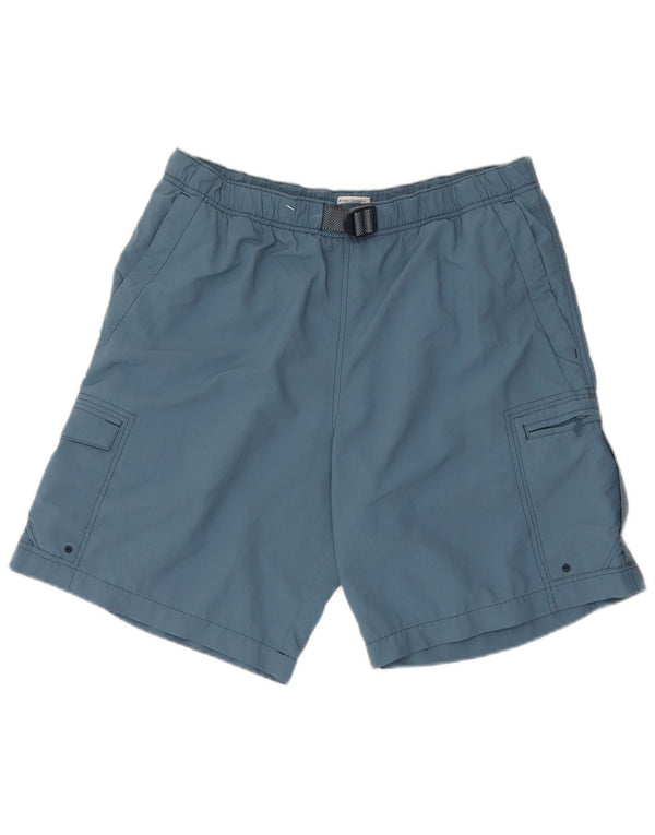 Columbia Mens Cargo Shorts Médio W36 Azul Nylon
