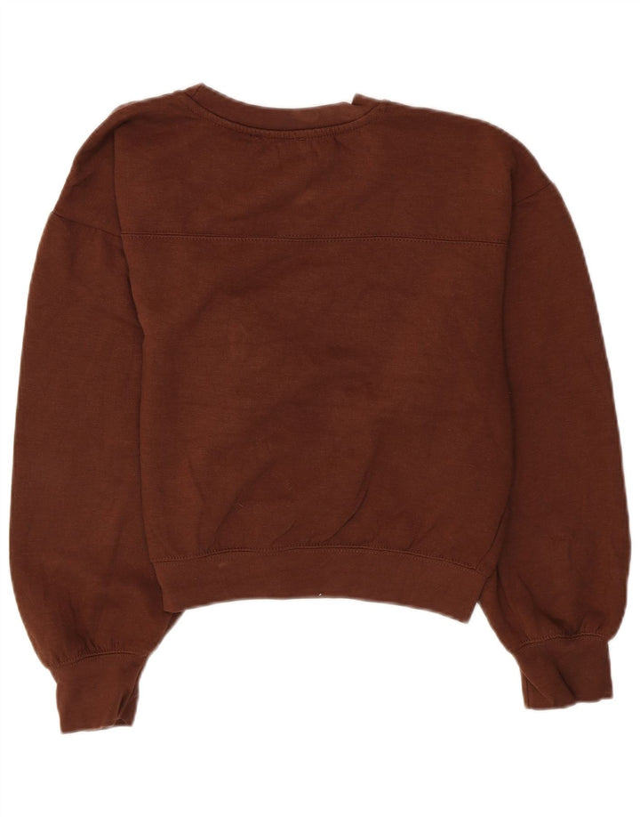 Zara Womens Crop Sweatshirt Jumper UK 14 Médio Marrom Poliéster