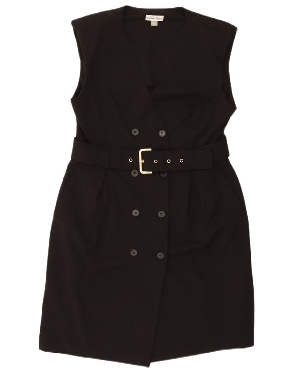 Vestido feminino Calvin Klein sem mangas com bainha US 14 grande poliéster preto