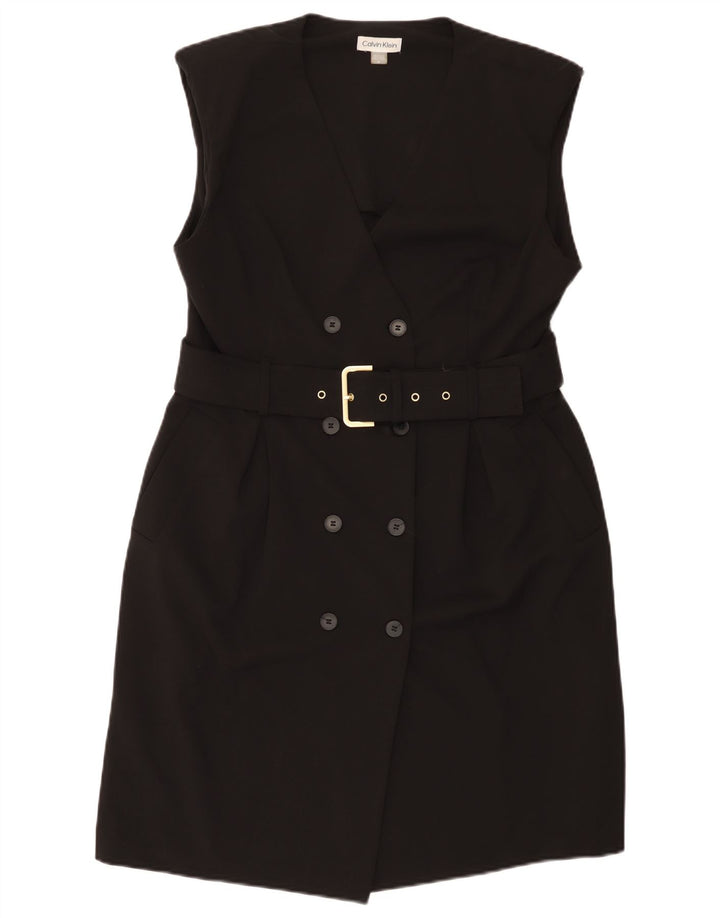 Vestido feminino Calvin Klein sem mangas com bainha US 14 grande poliéster preto