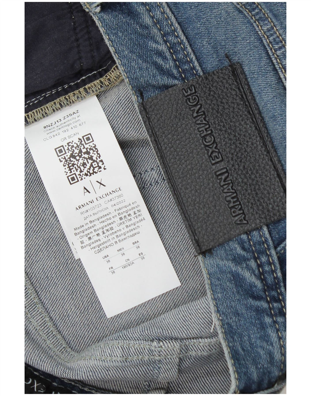 ARMANI EXCHANGE Jeans Slim Masculino W36 L32 Azul Algodão