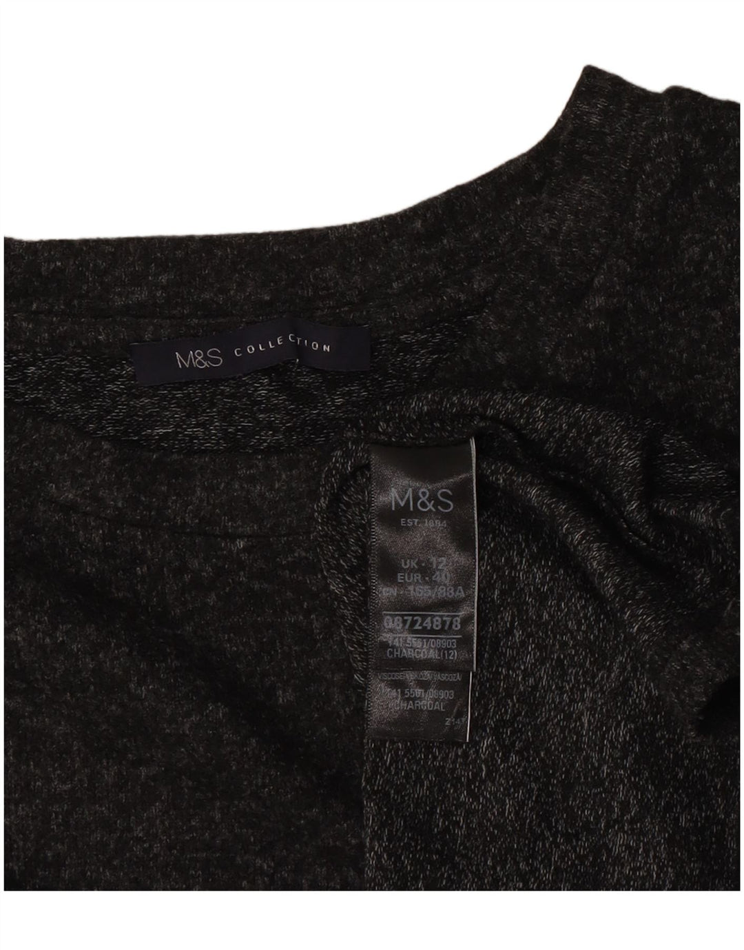 Top feminino Marks & Spencer manga comprida UK 12 poliéster cinza médio