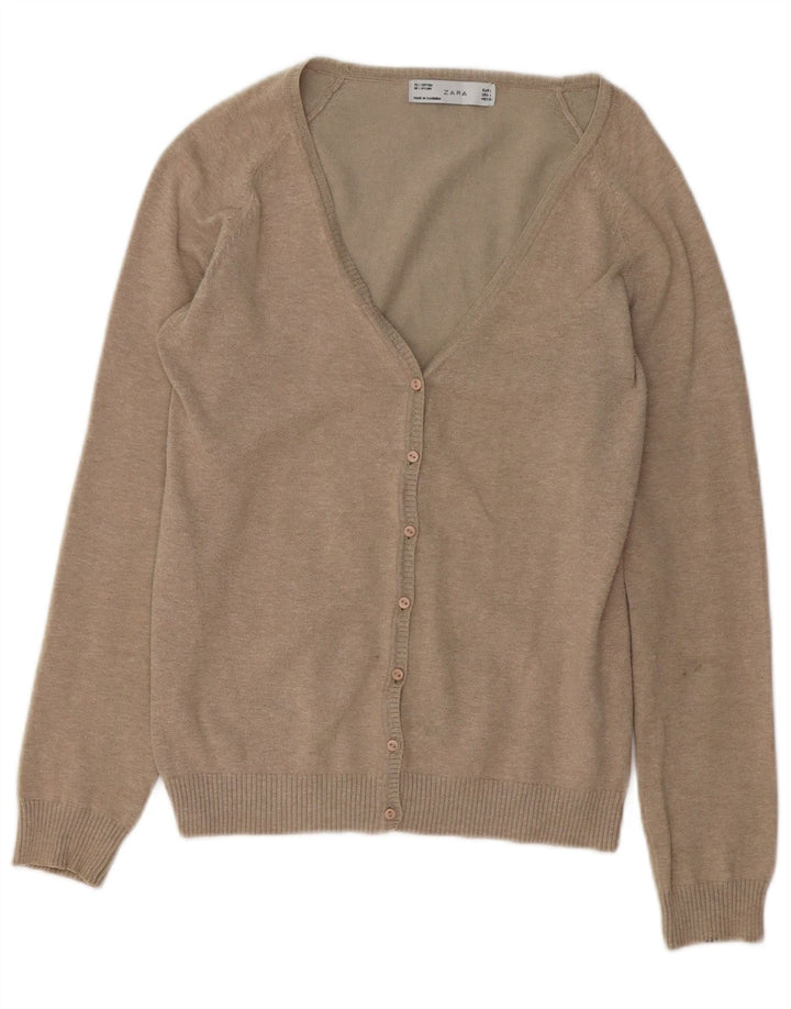 Suéter cardigã feminino Zara Reino Unido 14 grande cinza nylon