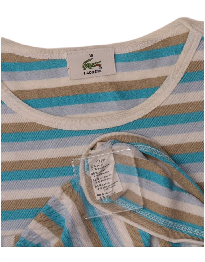 Lacoste camiseta feminina crop top tamanho 38 médio algodão listrado multicolorido
