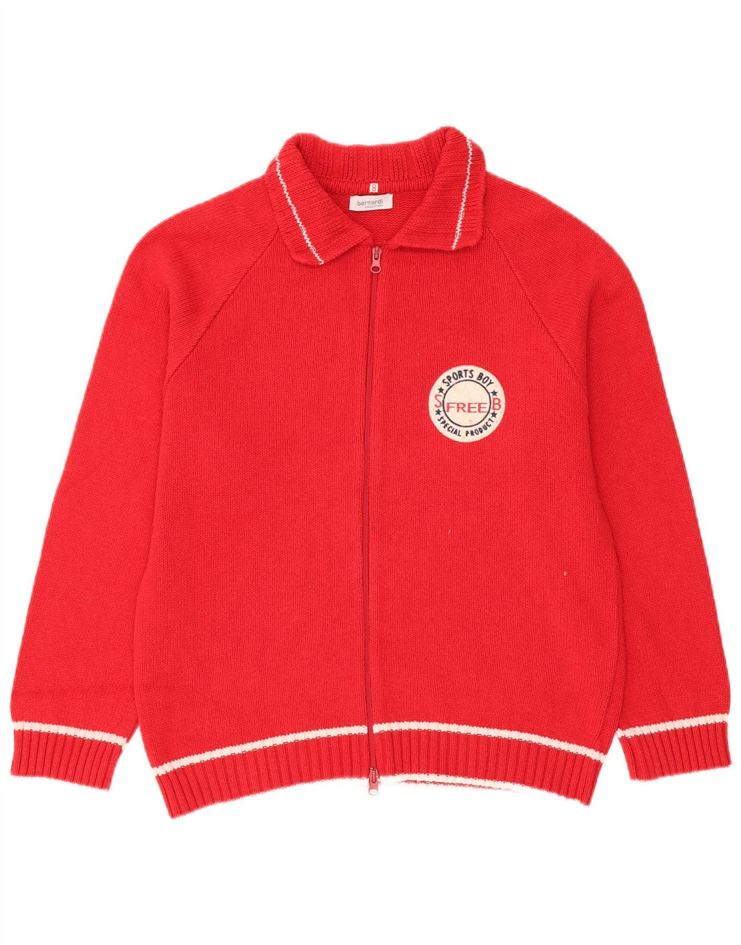 Suéter cardigã feminino Bernardi com zíper completo US 8 algodão vermelho médio