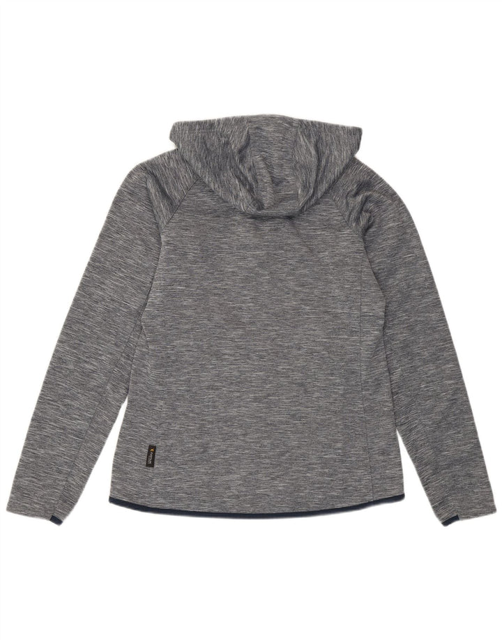 Suéter feminino com capuz e zíper Jack Wolfskin Reino Unido 12 poliéster manchado cinza médio
