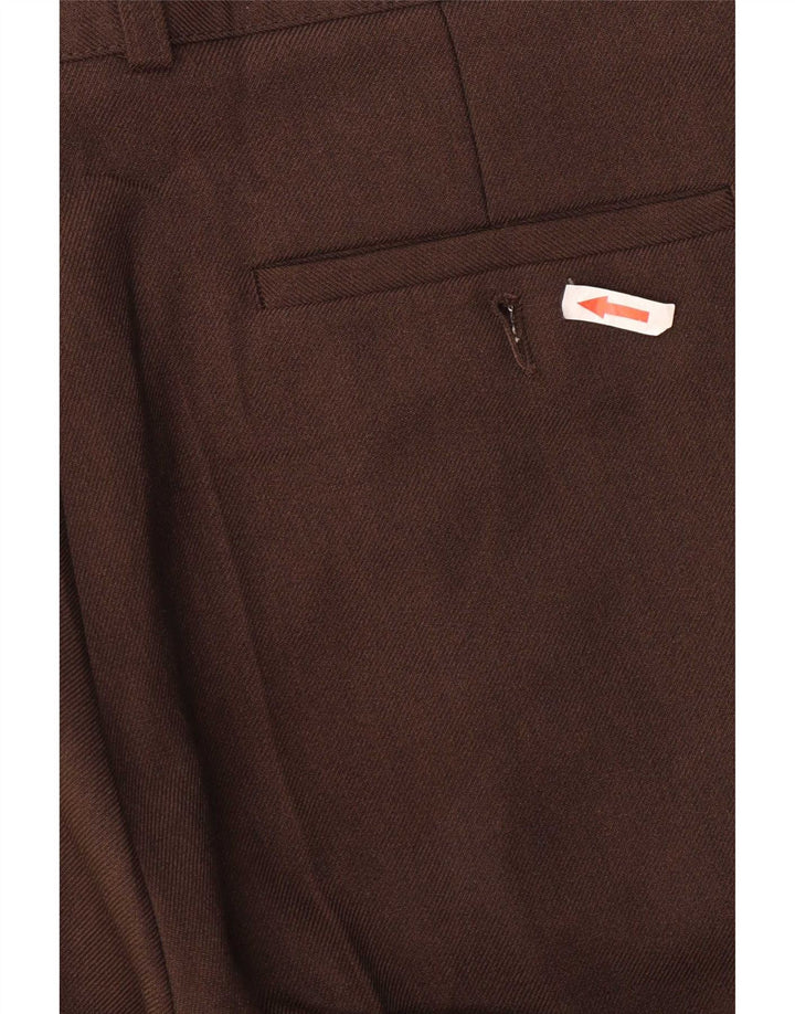 Calça masculina reta casual Marks & Spencer W32 L26 poliéster marrom