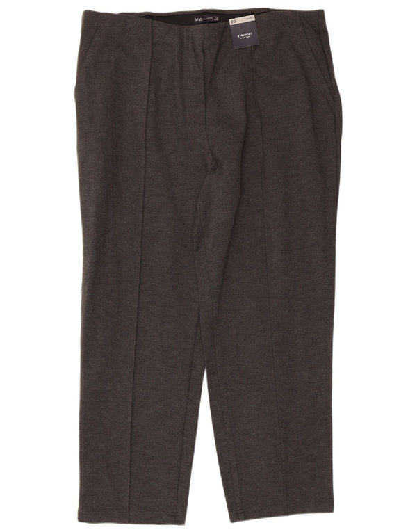 Calça chino feminina de cintura alta Marks & Spencer UK 20 2XL W38 L27 cinza