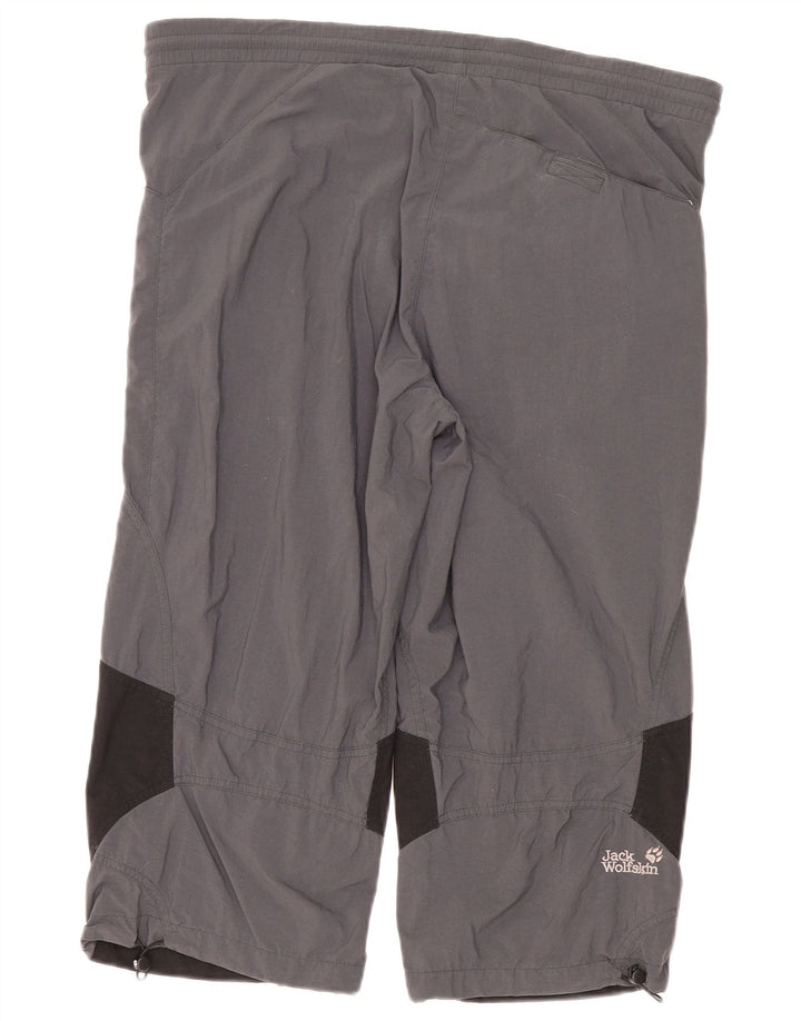 Calça capri feminina Jack Wolfskin Reino Unido 14 bloco colorido cinza médio