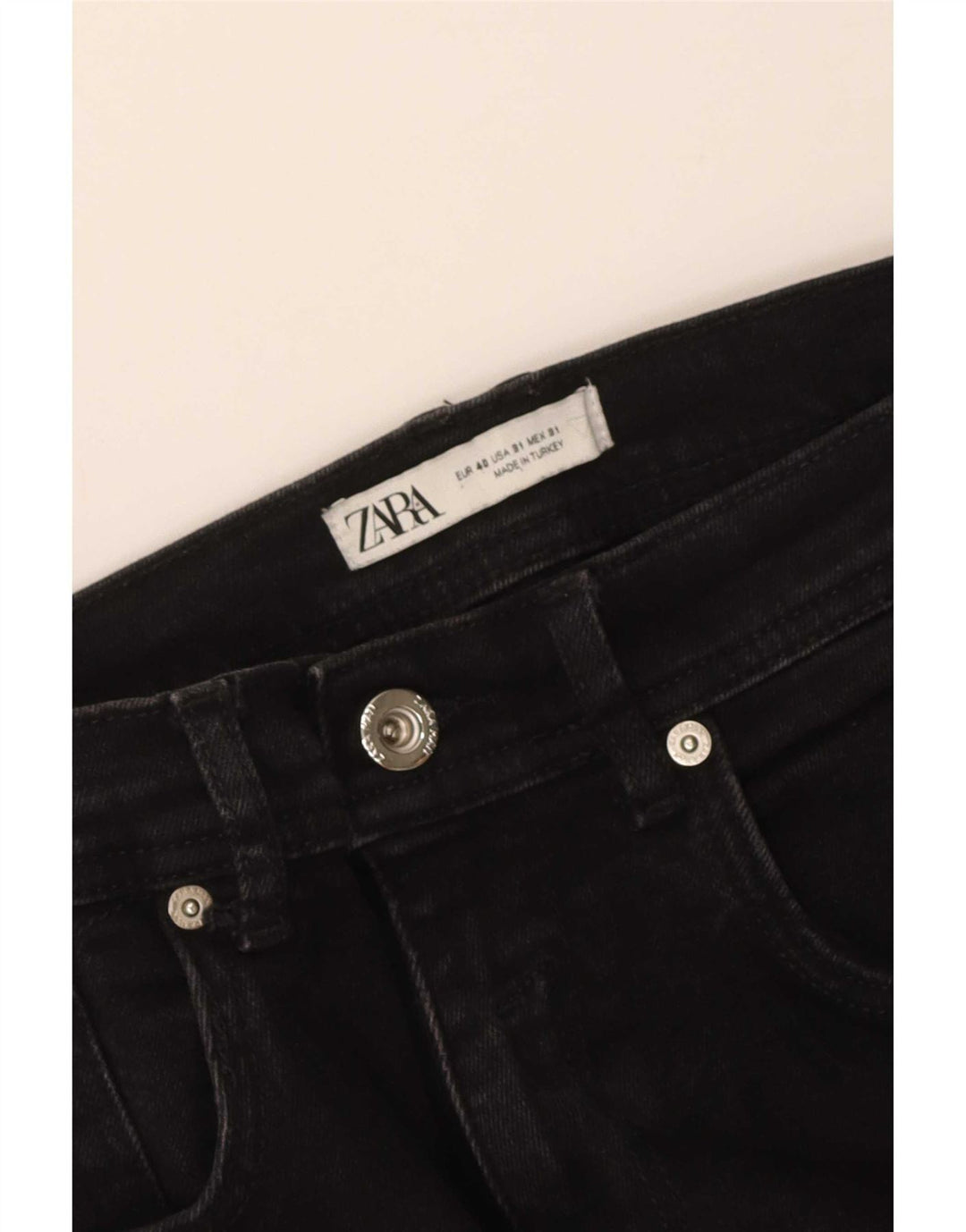 Zara Mens Jeans Cropped EU 40 Médio W31 L25 Preto
