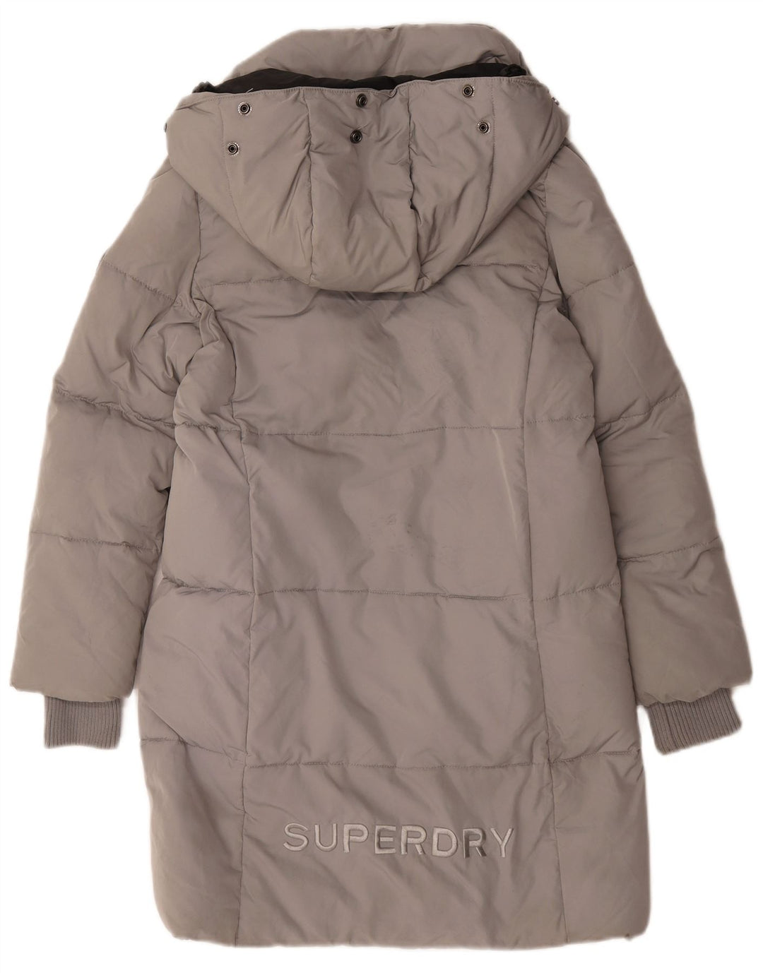 Casaco acolchoado com capuz gráfico superdimensionado feminino Superdry Reino Unido 10 pequeno cinza