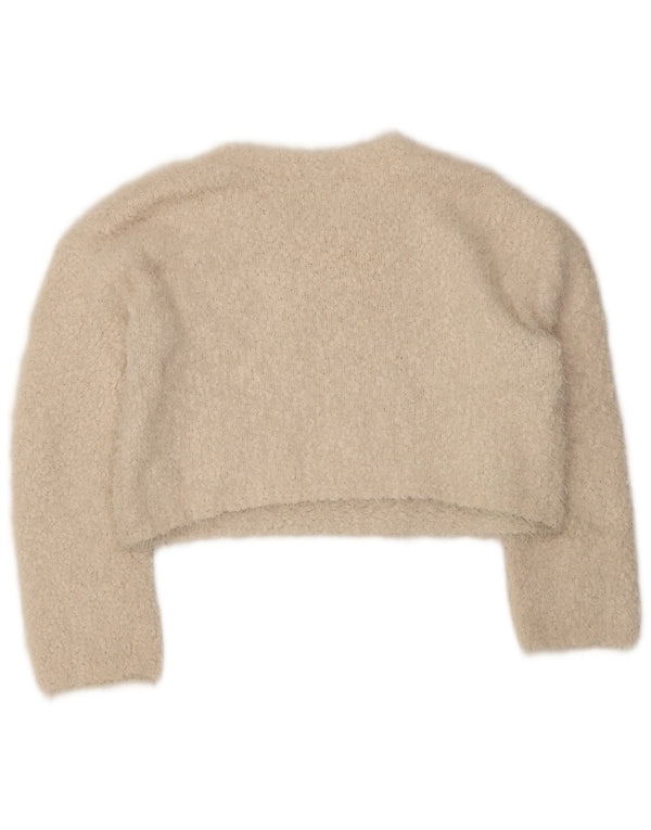 Suéter feminino Zara com gola canoa e gola redonda, poliéster bege médio 14