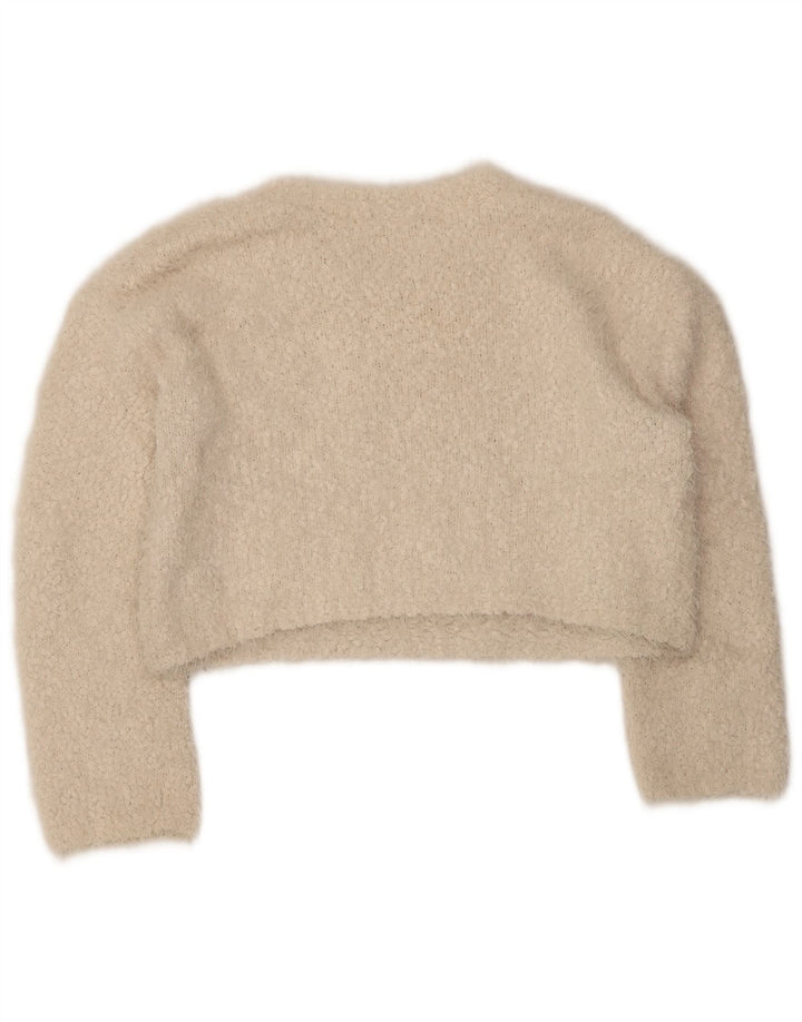 Suéter feminino Zara com gola canoa e gola redonda, poliéster bege médio 14