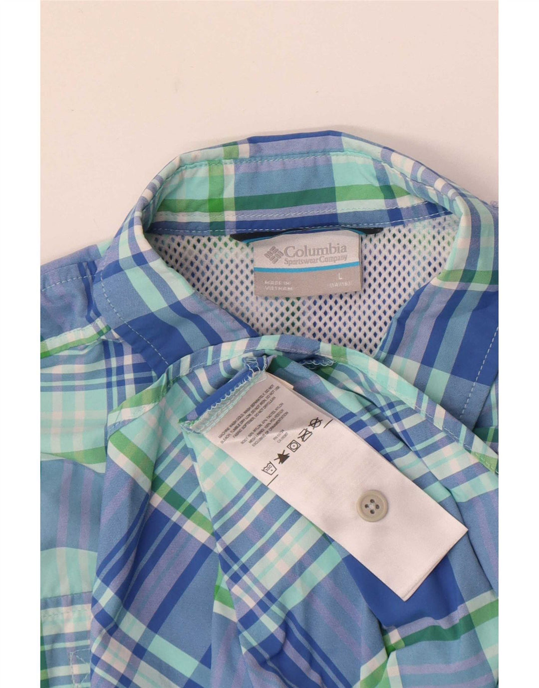 Camisa Columbia Boys 11-12 Anos Grande Azul Xadrez Nylon