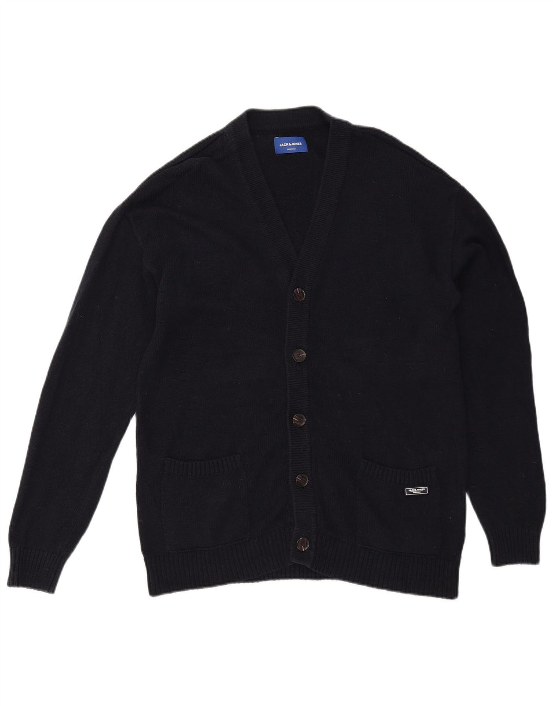 Suéter cardigã masculino Jack & Jones médio algodão azul marinho