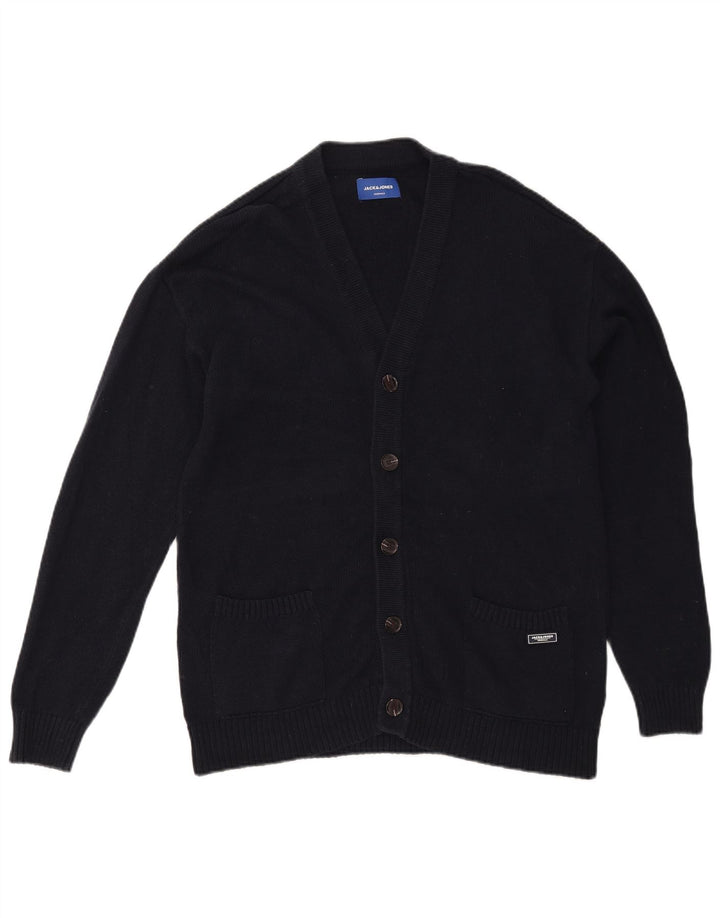 Suéter cardigã masculino Jack & Jones médio algodão azul marinho