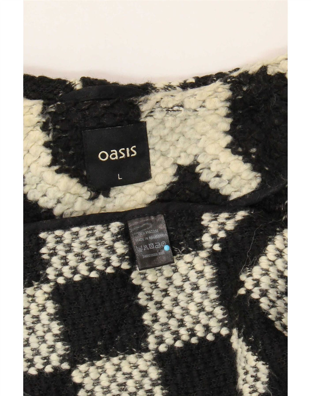 Sobretudo feminino Oasis UK 16 grande viscose geométrica preta