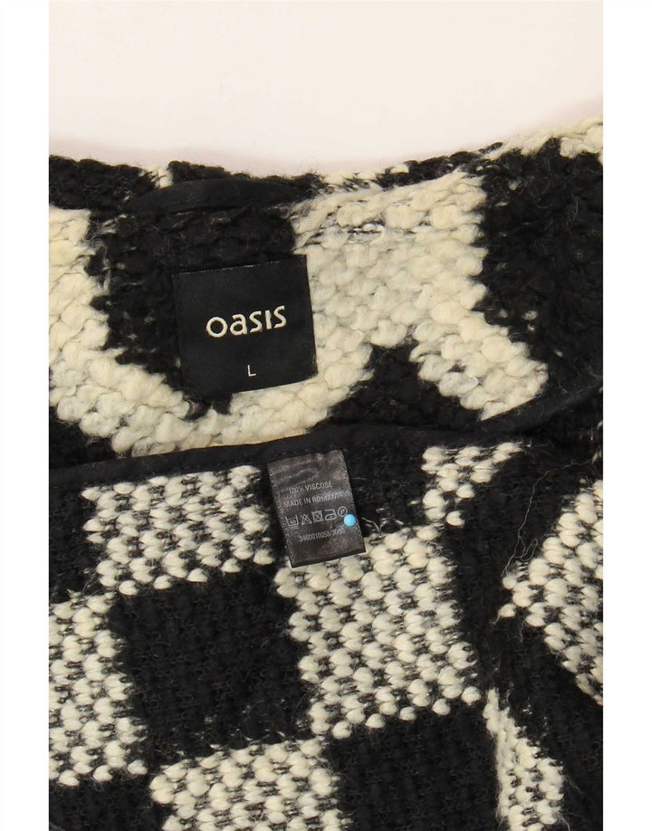 Sobretudo feminino Oasis UK 16 grande viscose geométrica preta