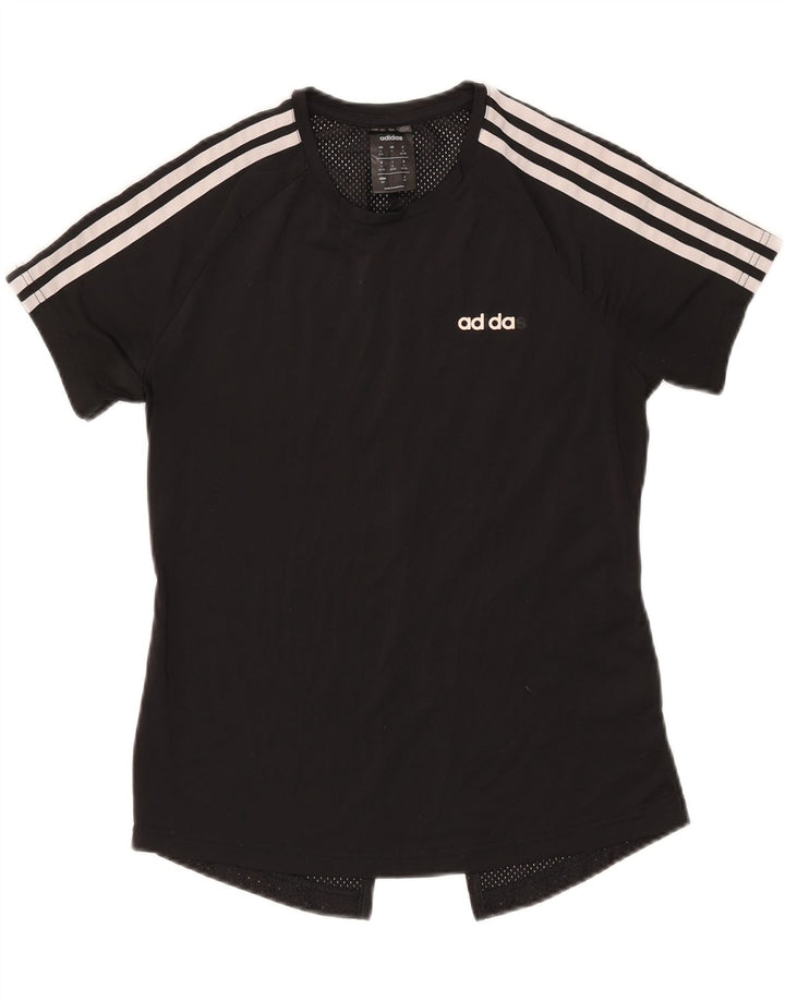 ADIDAS Womens Climalite T-Shirt Top UK 8/10 Pequeno Poliéster Preto