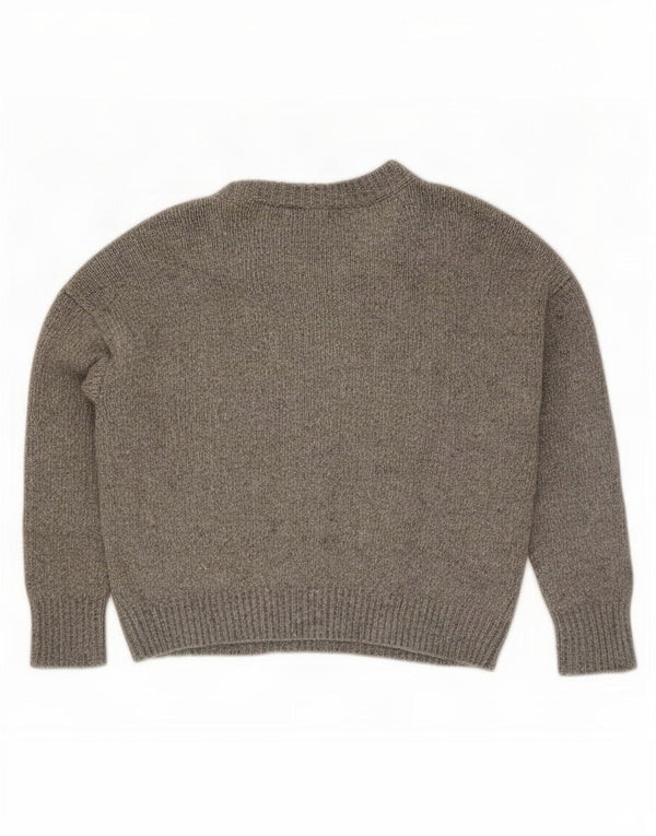 Zara Suéter feminino oversized com gola redonda Reino Unido 14 cinza médio acrílico