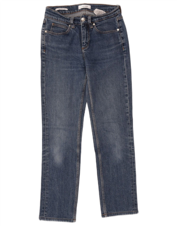 Calça jeans reta feminina Calvin Klein W26 L26 algodão azul