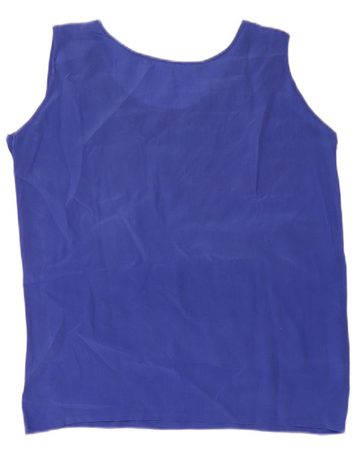 Colete transparente feminino vintage UK 8 seda azul pequena