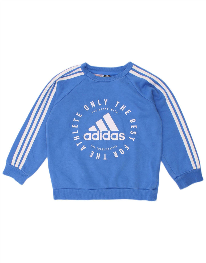 Adidas meninos moletom gráfico jumper 2-3 anos azul algodão