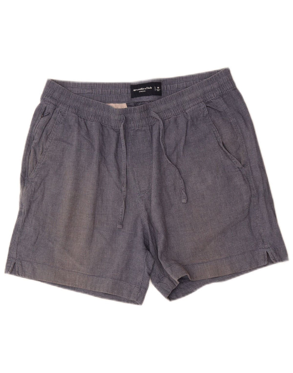 Shorts Chino feminino Abercrombie & Fitch médio W32 azul marinho Houndstooth