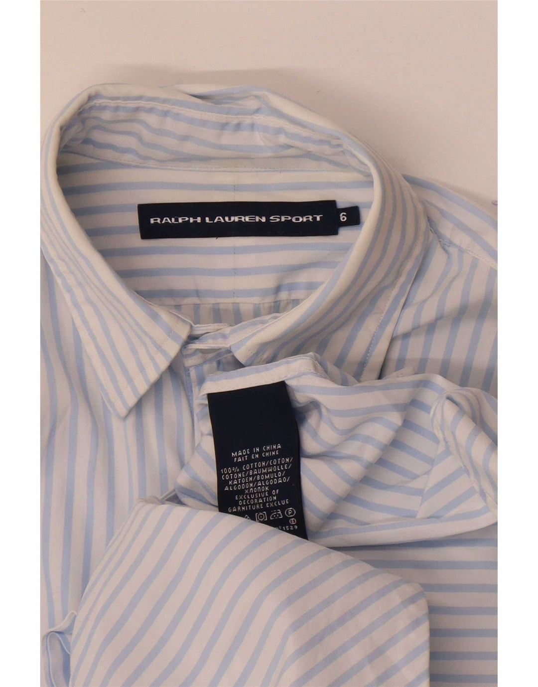 Camisa feminina Ralph Lauren EUA 6 algodão listrado azul médio