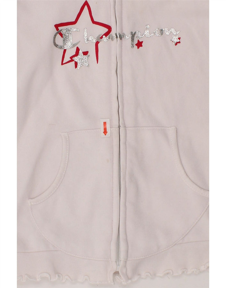 CHAMPION Baby Girls Graphic Zip Hoodie Sweater 18-24 Months Large  White Vintage Champion and Second-Hand Champion from Messina Hembry 