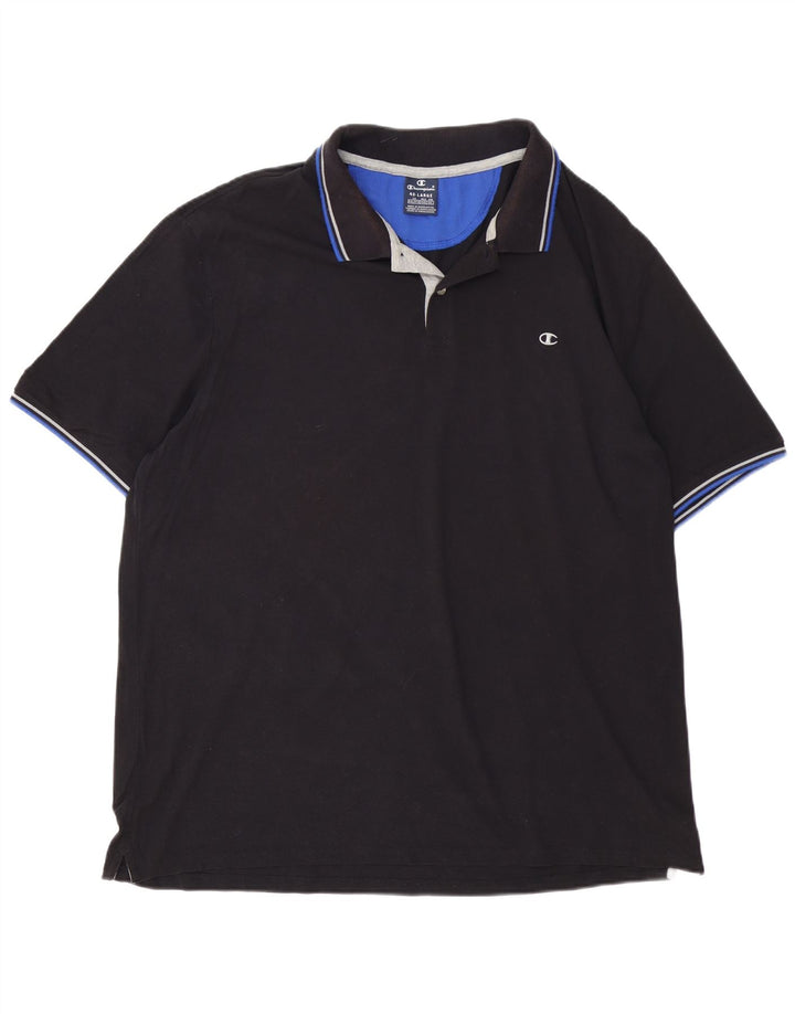 Camisa polo masculina Champion 4XL algodão preto