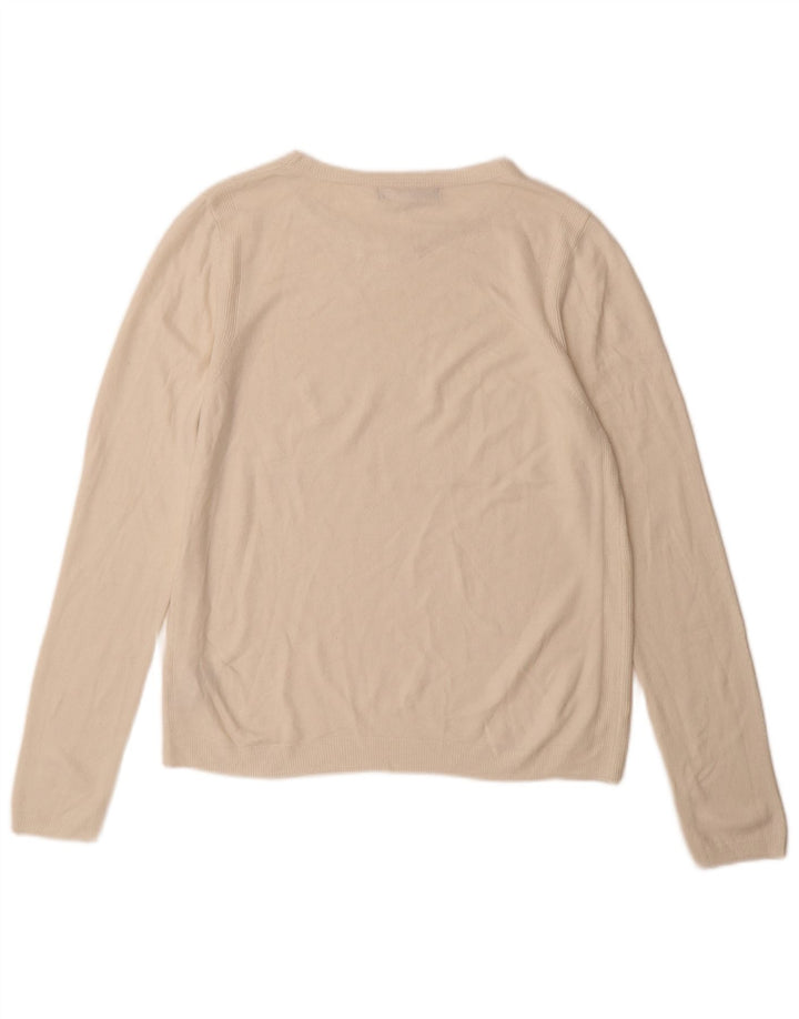 Suéter feminino Marks & Spencer com gola canoa Reino Unido 12 acrílico branco médio