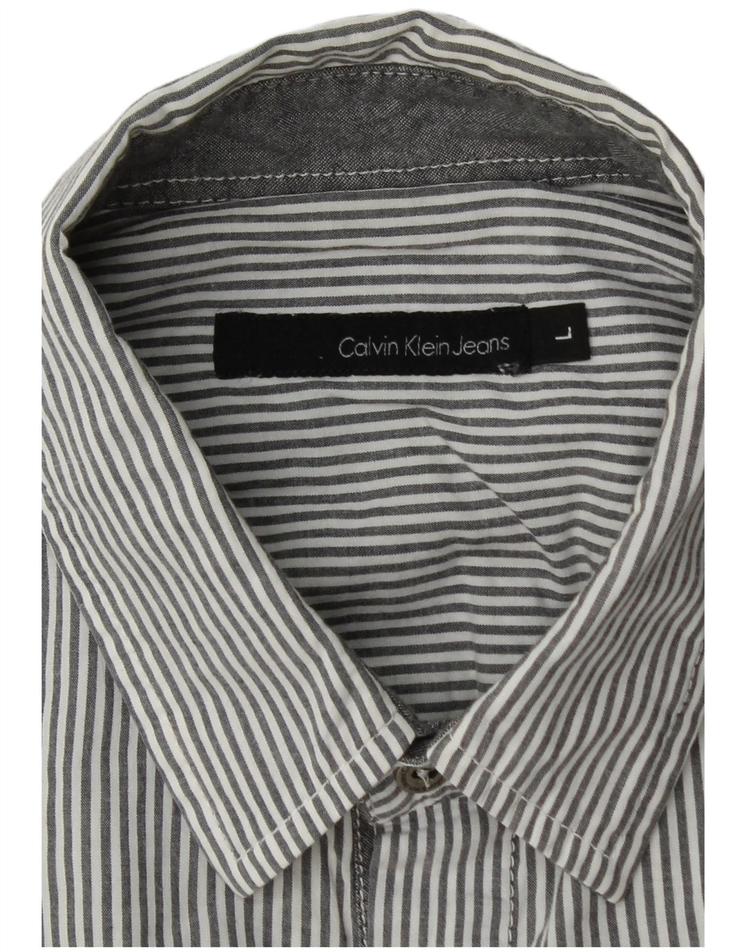 CALVIN KLEIN JEANS Camisa masculina de manga curta grande listrada cinza