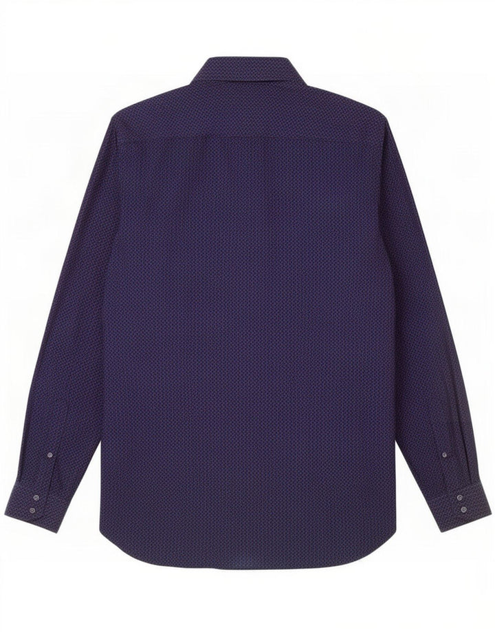 Camisa masculina Ted Baker tamanho 16 grande algodão geométrico azul marinho