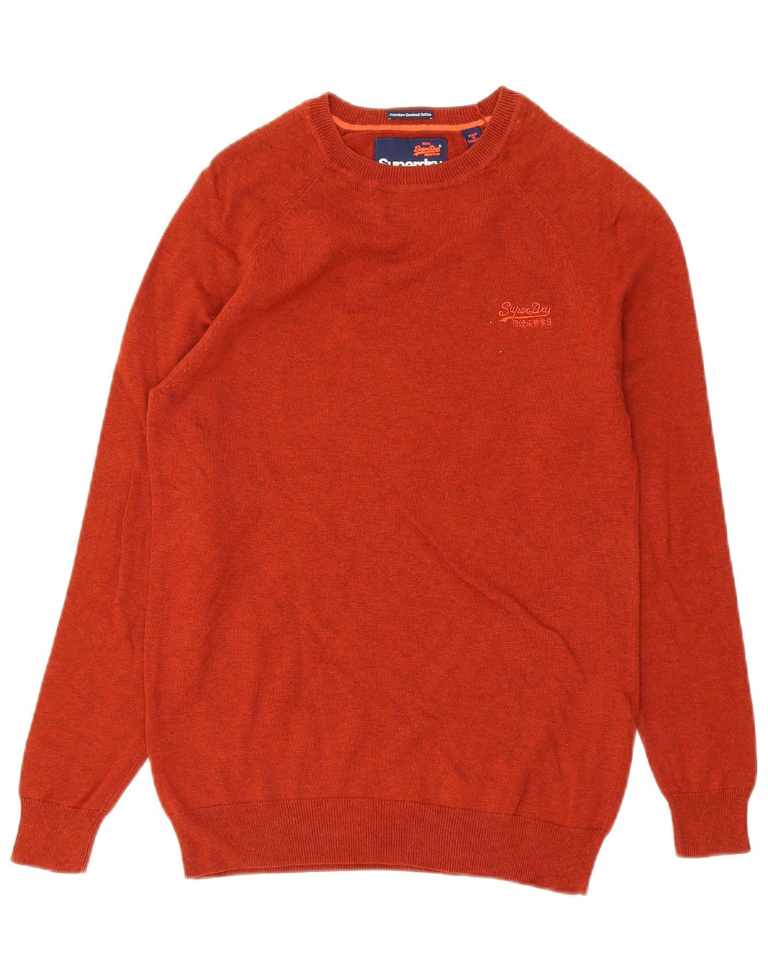 Suéter masculino Superdry com gola canoa e algodão laranja pequeno