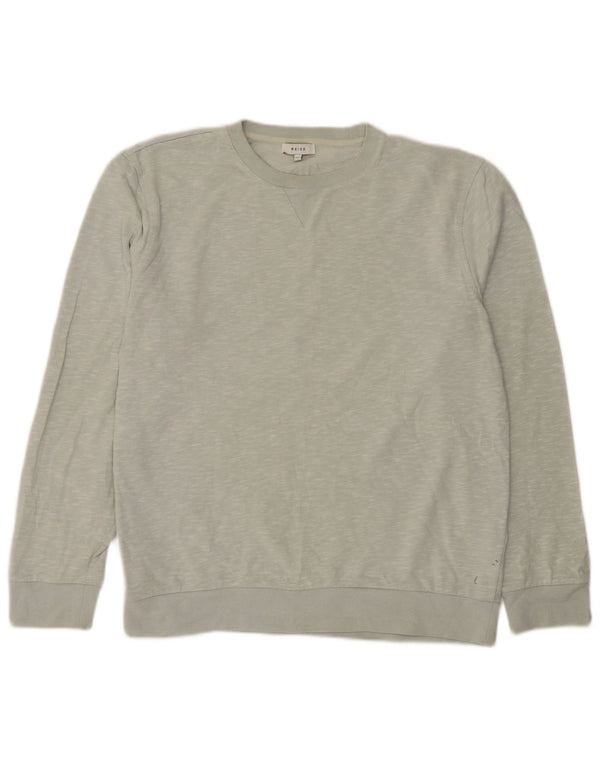 Reiss Moletom masculino Jumper XL cinza manchado de algodão