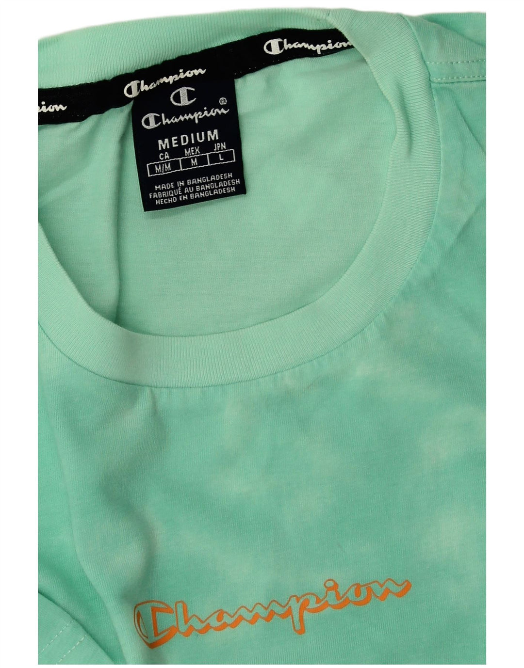 Camiseta masculina CHAMPION Top médio verde tie-dye