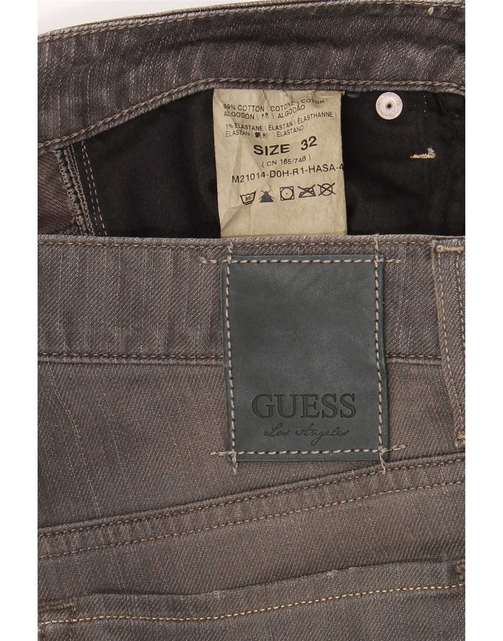 Guess Calça jeans reta masculina desgastada W32 L32 algodão cinza