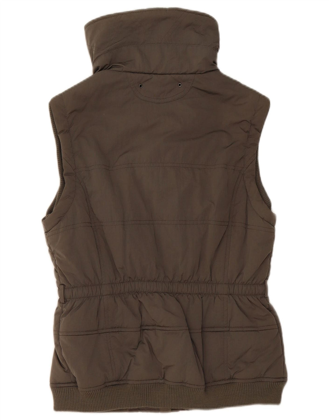 Colete acolchoado feminino MASSIMO DUTTI UK 12 nylon cáqui médio