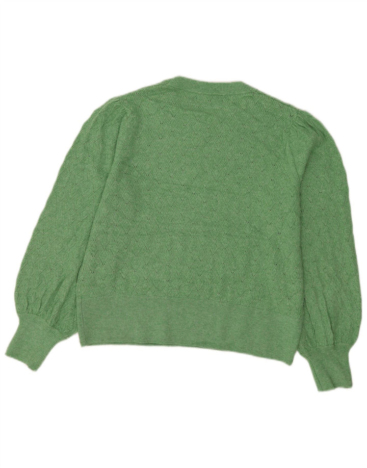 Suéter feminino Marks & Spencer com gola redonda, Reino Unido 16, grande, verde, poliéster